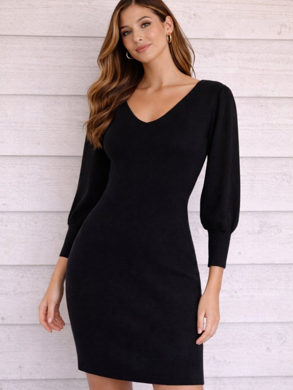 *NWT* Flattering BTFBM Black Ribbed Knit Mini Dress Lace-Up Back Size M - Picture 2 of 9